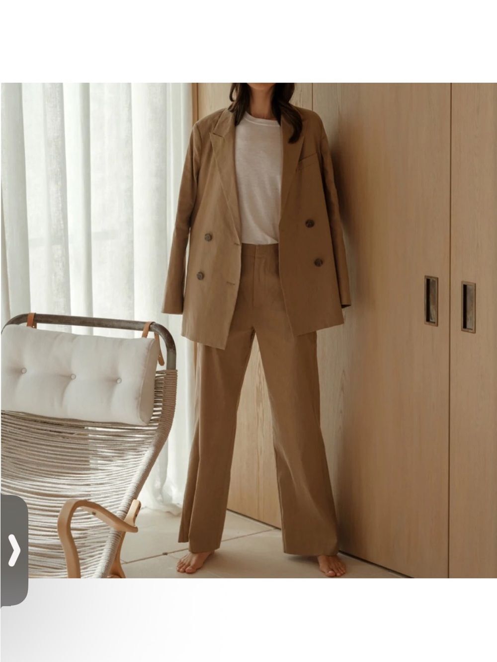 New Jenny Kayne Linen Cotton Keaton Blazer Khaki Double Breasted Office